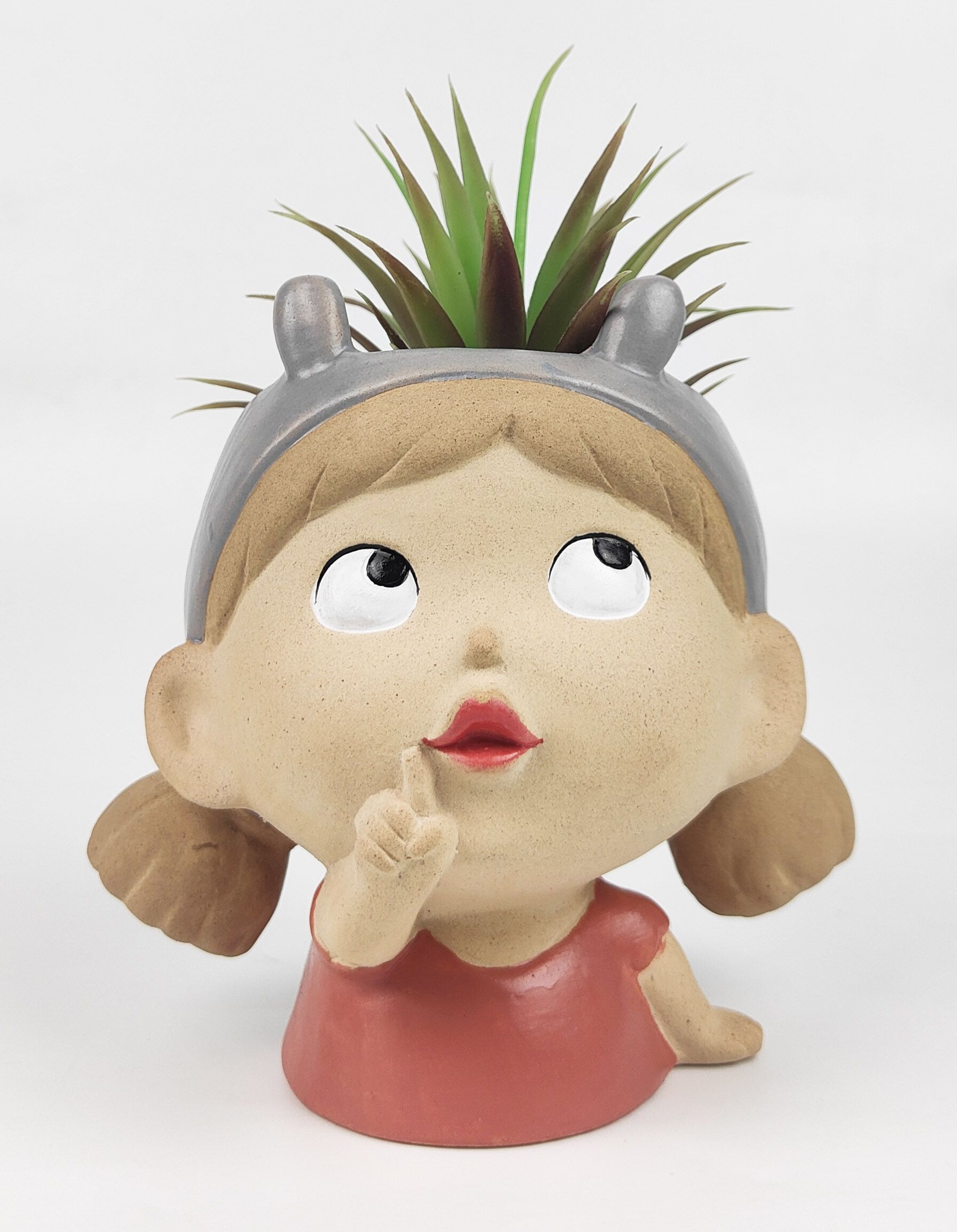 Urban Products NZ Sarah Cute Girl Planter Pink Grey Med
