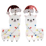 Festive Llamas Earrings White 