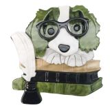 Iris Book Dog Brooch Green 