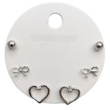 Petite Heart & Stud Trio ER Silver 