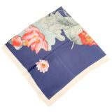 Lotus Square Scarf Blue 90cm 