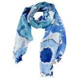 Flower Field Scarf Blue 180cm 