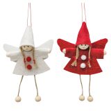 Felt Angels Hanging Decoration Red & Whi
