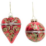 Faberge Egg Heart & Bauble Red 6cm (2 As