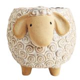 Sheep Planter White & Sand Med 13cm 
