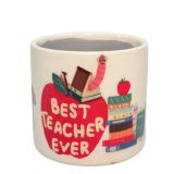 Bookworm Best Teacher Planter Red 8cm 