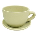 Rendered Tea cup planter Sage 19x10cm 
