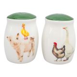 Farm Yard Salt & Pepper Shakers Green 8c
