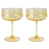 Bee Meadow Floral Coupe Glass Yellow 16c