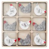 Chicken Tic Tac Toe Set Black & White 17