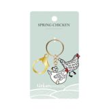 Spring Chicken Keyring Black & White 12c