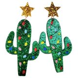 Festive Cactus with Lights Earrings Gree