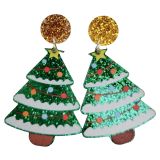 Festive Tree Earrings Green 