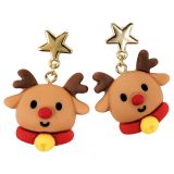 Reindeer with Star Earrings Brown 