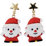 Santa with Star Earrings Red & White 