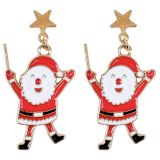 Waving Santa Earrings Red & White 