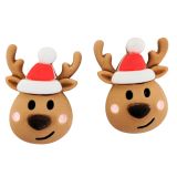 Reindeer with Hat Earrings Brown 