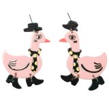 Pop Duck in Boots Earrings Purple 