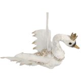 Glitter Beaded Velvet Swan Hanging Decor