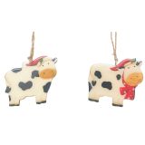 Cow with Santa Hat Hanging Decorations B