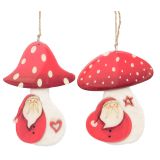 Toadstool with Santa Hanging Decorations