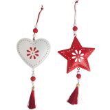 Metal Star & Heart Hanging Decoration Re