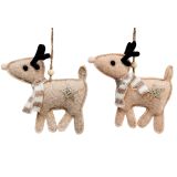 Baby Reindeer Hanging Decoration Bisque 