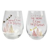 Drink Wine & Be Merry Wine Glass Pink 12