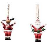 Mini Santa & Reindeer Holding Stars Hang