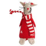 Tomte Mouse Standing Decoration Red 12cm
