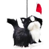Cat with Christmas Hat Hanging Decoratio