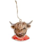 Highland Cow in Sweater Metal Hanging De