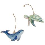 Whale & Turtle Metal Hanging Decoration 