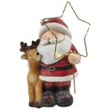 Santa & Reindeer holding Star with Light