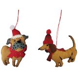 Pug & Sausage Dog Hanging Decoration Bro