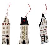 Three Tall Houses Hanging Decoration Whi