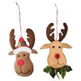 Reindeer Heads Hanging Decoration Brown 