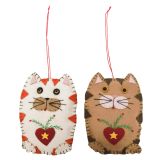 Round Christmas Cats Fabric Hanging Deco