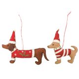 Christmas Dogs Fabric Hanging Decoration