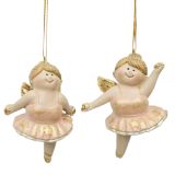 Ballet Angel Resin Hanging Gold 8cm (2 A