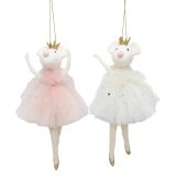 Ballerina Mice Hanging Decoration Pink &