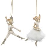 Nutcracker & Ballerina Mice Resin Hangin