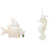 Fish & Seahorse Resin Hanging Pink & Sag