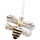 Glass Bee Hanging Decoration Gold 8cm 