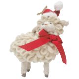 Sheep Hanging decoration Red & Cream 16c