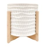 Everly Planter on Legs White  Natural L