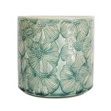 Etched Flower Planter Turquoise 14cm 