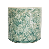 Etched Flower Planter Turquoise 14cm 