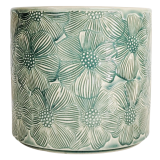 Etched Flower Planter Turquoise 17cm 