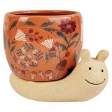 Snail with Flowers Planter Pink & Sand 1